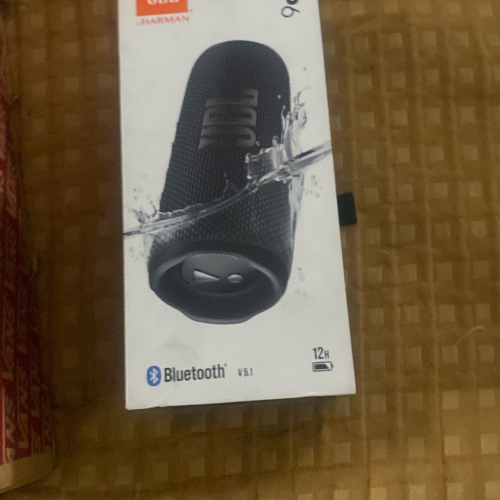 JBL Black Portable Speaker with Bluetooth and Water Resistance